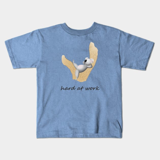 Hard working koala Kids T-Shirt by shackledlettuce